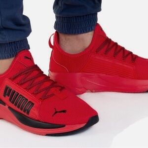 PUMA Men's Red and Black Sneakers